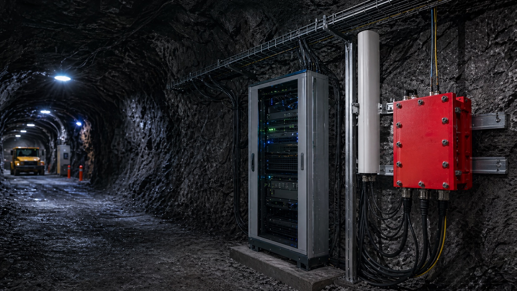Private cellular equipment in a mine tunnel